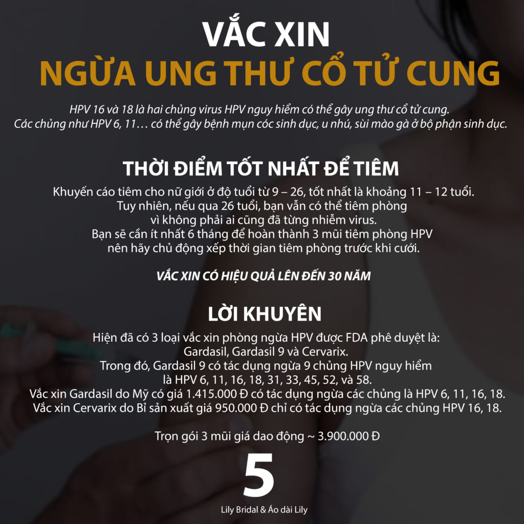 vắc xin ngừa ngừa ung thư cổ tử cung cho các cô dâu sắp cưới