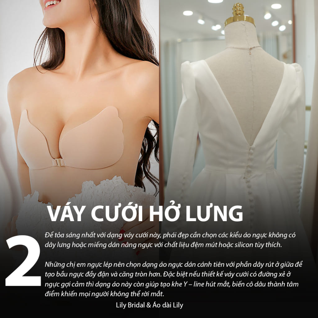 Kiểu áo ngực dành cho váy cưới hở lưng