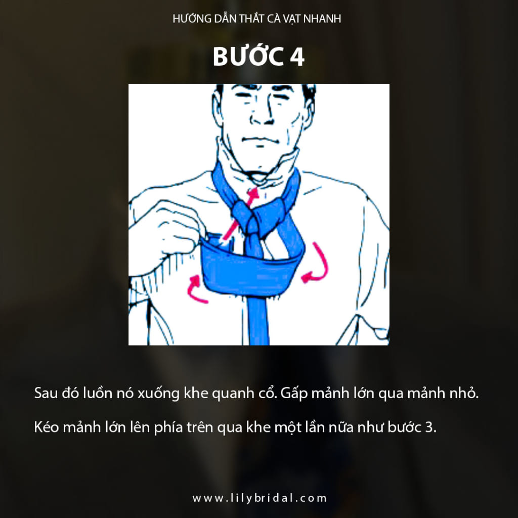 Bước thứ 4 trong việc thắt tie cho người mặt ốm