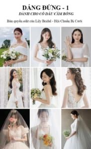 9 Kiểu hình hướng dẫn cách tạo dáng chụp ảnh cưới Studio cho cô dâu cầm hoa - Tip bridal posing with flower