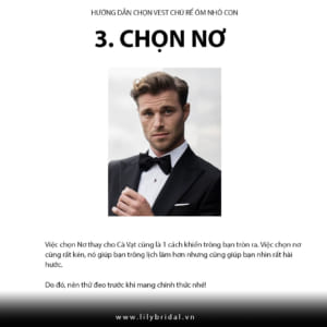 Chọn nơ thay vì mang cà vạt cũng là một lựa chọn tốt. Nhưng bạn nên thử trước khi quyết định mang nó vào trong ngày cưới.