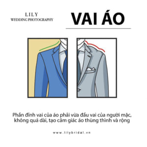 Đỉnh vai áo vừa đầu vai của chú rể.